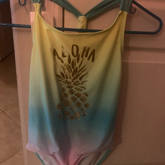 “Aloha” Girls One piece Bathing Suit Size 14 - Picture 1 of 5